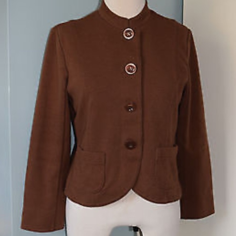 ⭐️COLDWATER CREEK: Vintage Chocolate Brown Cotton Blazer/Jacket Sz L